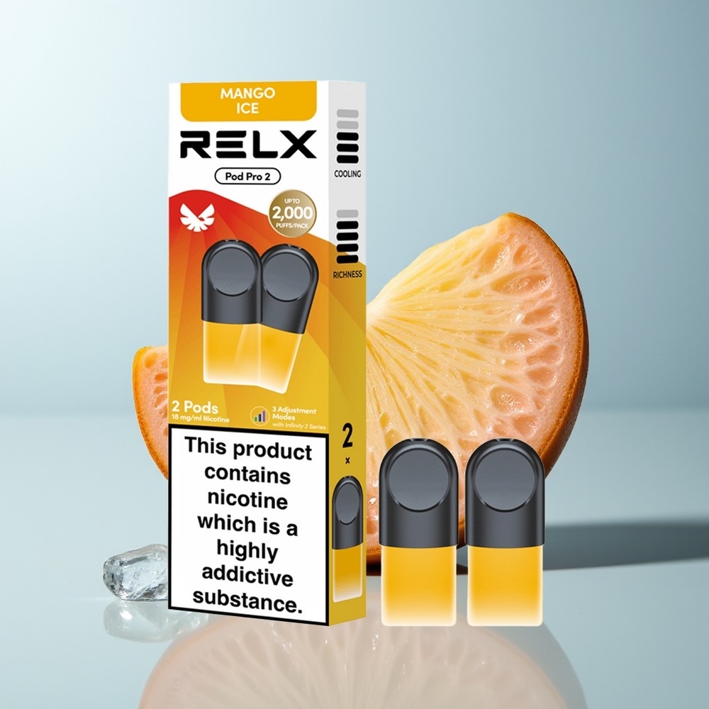 Relx Pod Pro 2 نفثات Vape للاستخدام مرة واحدة مانجو آيس