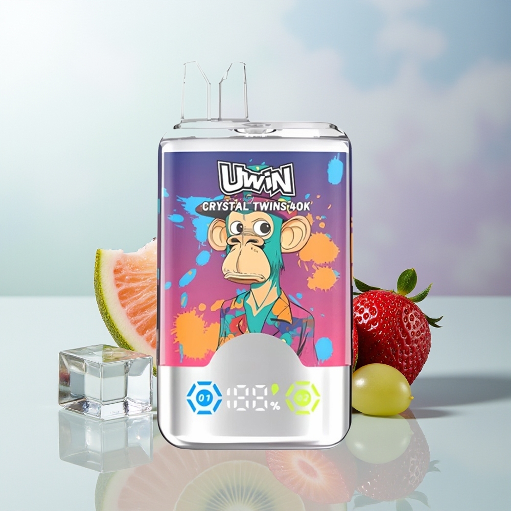 Uwin Crystal Twins 40000 أيس كريم الفراولة والكيوي والعنب
